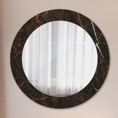 Round mirror printed frame Brown marble