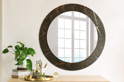 Round mirror printed frame Brown marble