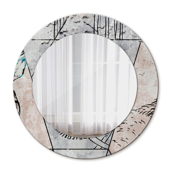 Round mirror decor Animals abstract