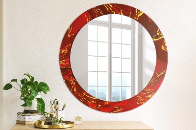 Round mirror decor Red marble