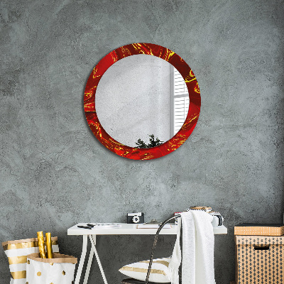 Round mirror decor Red marble