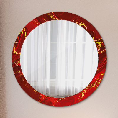 Round mirror decor Red marble