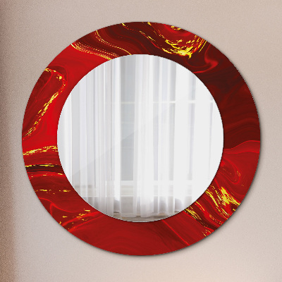 Round mirror decor Red marble