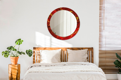 Round mirror decor Red marble