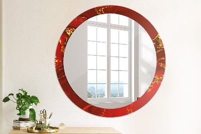 Round mirror decor Red marble