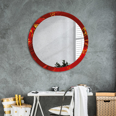 Round mirror decor Red marble