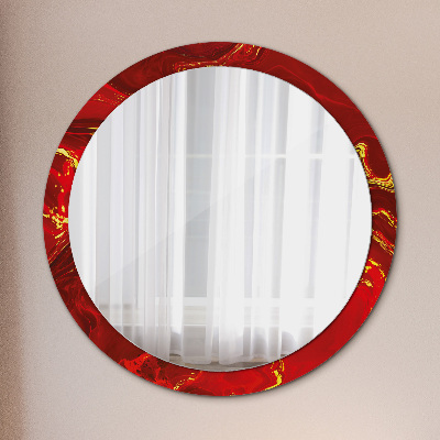 Round mirror decor Red marble