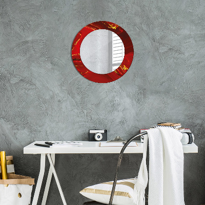 Round mirror decor Red marble