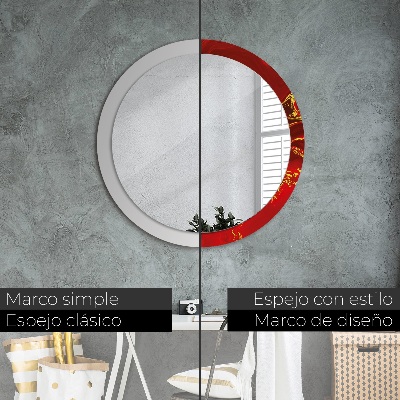 Round mirror decor Red marble