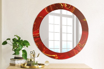 Round mirror decor Red marble