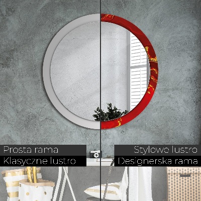 Round mirror decor Red marble