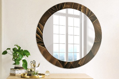 Round mirror decor Bronze banana leaves