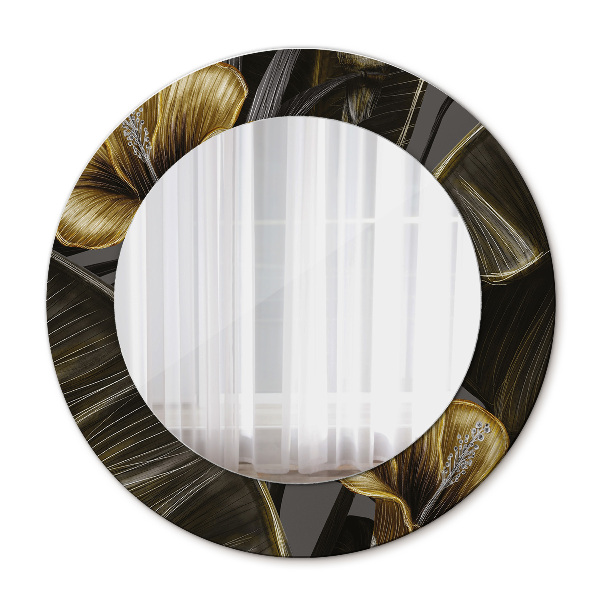 Round mirror printed frame Hibiscus flowers