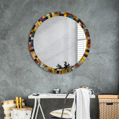 Round mirror printed frame Abstract radial design