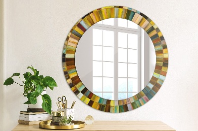 Round mirror printed frame Abstract radial design