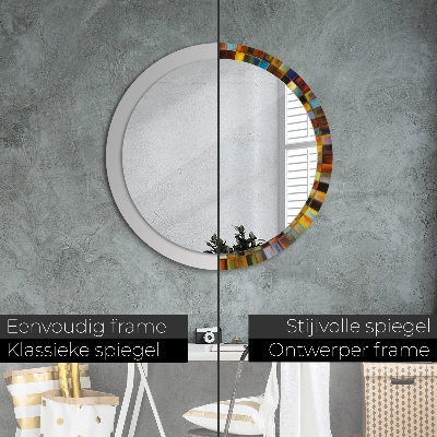 Round mirror printed frame Abstract radial design