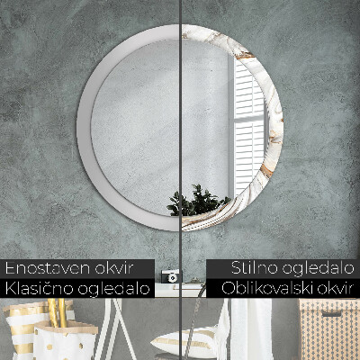 Round mirror print Light marble