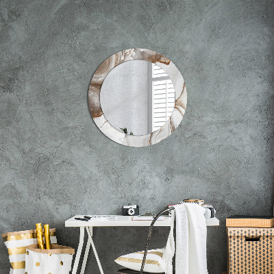 Round mirror print Light marble