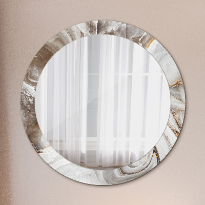 Round mirror print Light marble