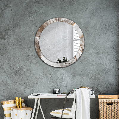 Round mirror print Light marble