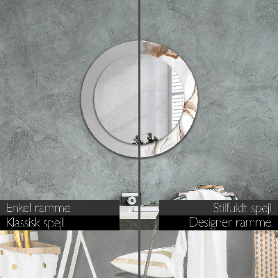 Round mirror print Light marble