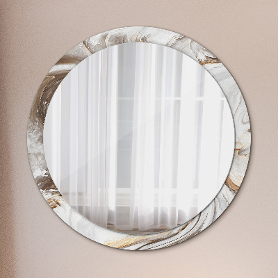 Round mirror print Light marble