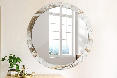 Round mirror print Light marble