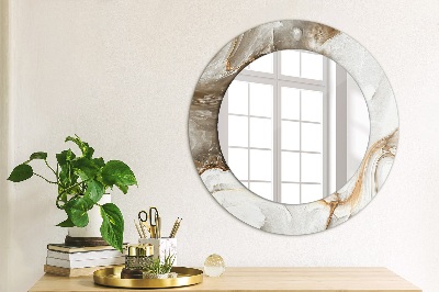 Round mirror print Light marble