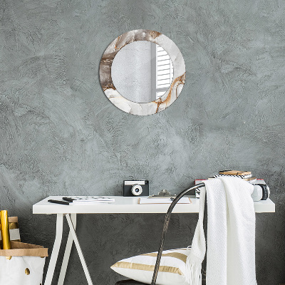 Round mirror print Light marble