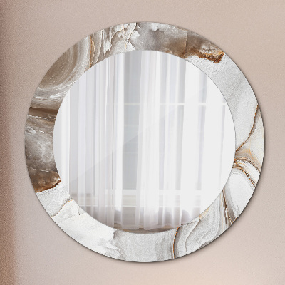 Round mirror print Light marble