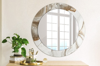 Round mirror print Light marble