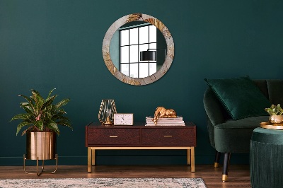 Round decorative wall mirror Golden leaves