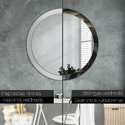 Round decorative wall mirror Dark tropical leaves