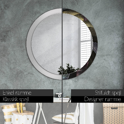 Round decorative wall mirror Dark tropical leaves