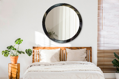 Round decorative wall mirror Dark tropical leaves