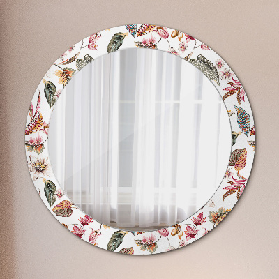 Round decorative wall mirror Vintage flowers