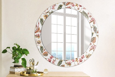 Round decorative wall mirror Vintage flowers