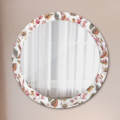 Round decorative wall mirror Vintage flowers