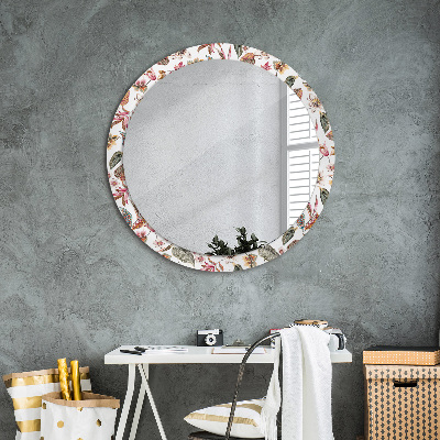 Round decorative wall mirror Vintage flowers