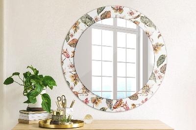 Round decorative wall mirror Vintage flowers