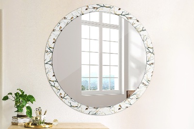 Round decorative wall mirror Sparrows birds branches