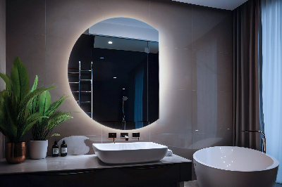 D-shape mirror with LED backlight