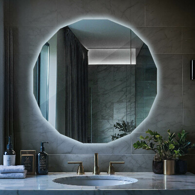 Geometric mirror with LED lights