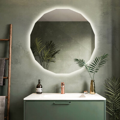 Geometric mirror with LED lights
