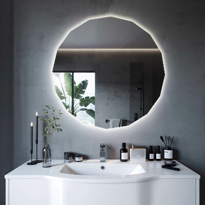 Geometric mirror with LED lights
