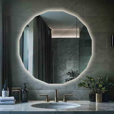 Geometric mirror with LED lights