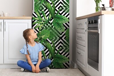 Decoration fridge cover Geometric leaves