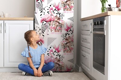 Decoration fridge cover Flamingos