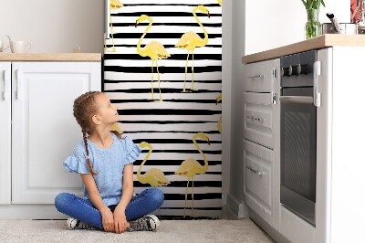 Decoration fridge cover Golden flamingos