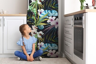 Decoration fridge cover Blue chameleon